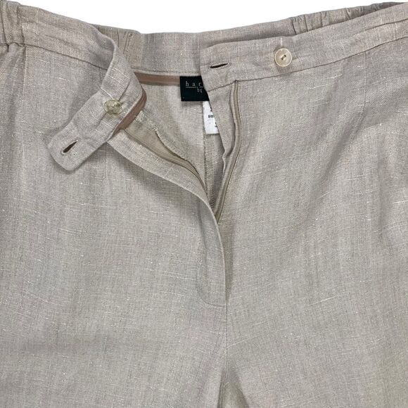 Harve Benard Linen Pants Women 1X Tan Wide Leg Lightweight Comfy Cropped Trouser - Picture 4 of 13